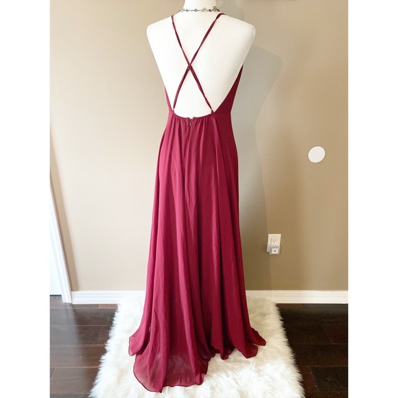 Lulu’s Mythical Kind Of Love Wine Gown Dress - Picture 4 of 9